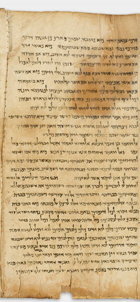 The Great Isaiah Scroll (1QIsa a) showing Isaiah 56:2 from Mid- to Late 2nd Century BC found in Qumran, Cave 1, currently housed at Shrine of the Book, Israel Museum, Jerusalem